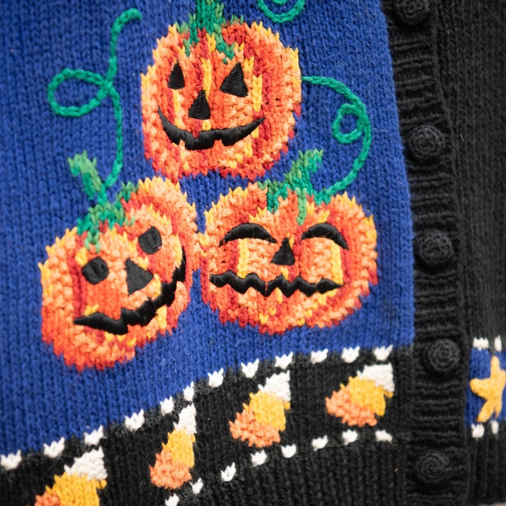 VTG Halloween Sweater Vest Talbots Hand Knitted Y2K GrannyCore 90s Whimsigoth - Picture 4 of 7